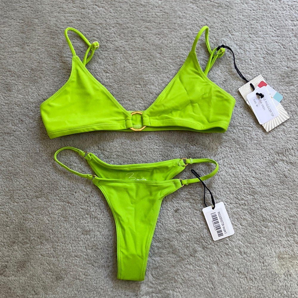 Bamba Swim NWT lime green bikini top & bottom